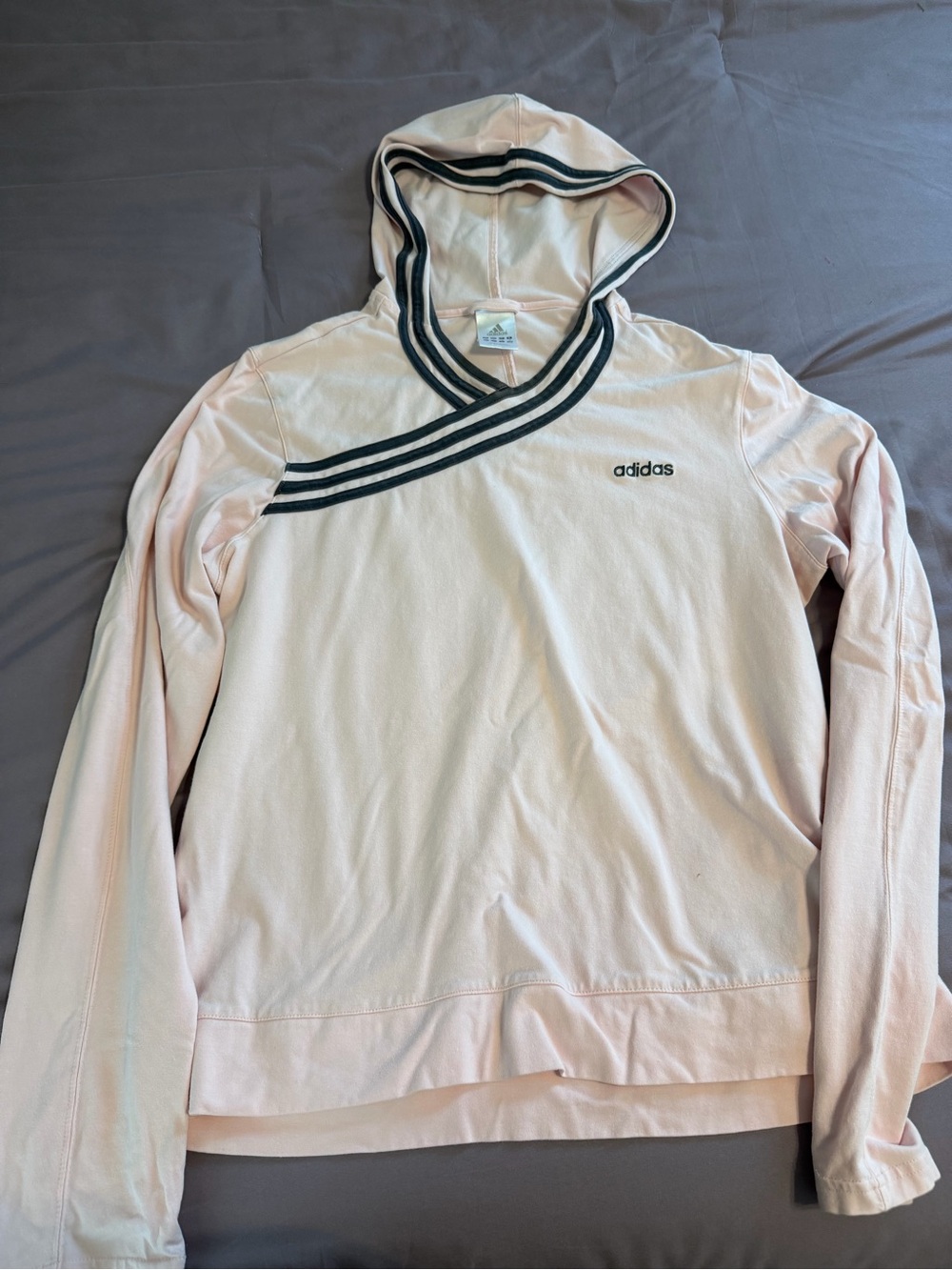 Adidas Light Pink Long sleeve with Gray Stripes